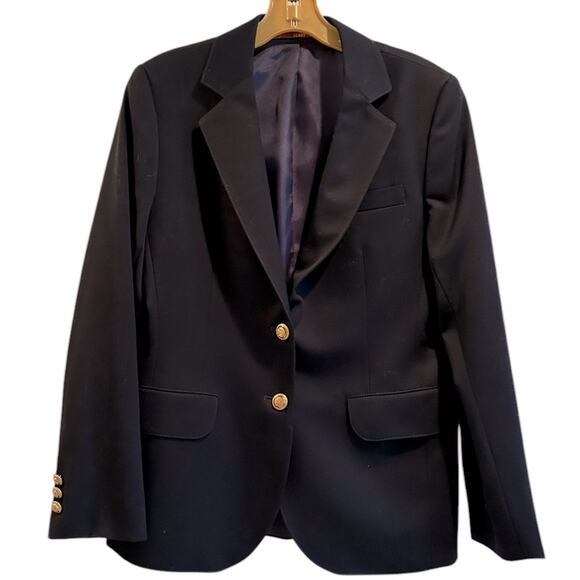 VTG Derby San Francisco Coat Women 12 Formal 100% Wool Two-Buttoned Blazer Blue - Picture 1 of 12